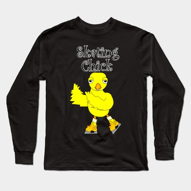 Skating Chick Text Long Sleeve T-Shirt by Barthol Graphics